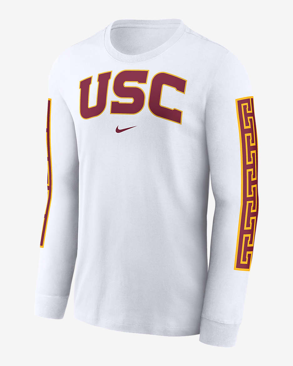 USC Trojans Local Spirit Slogan Men's Nike College Long-Sleeve T-Shirt - White