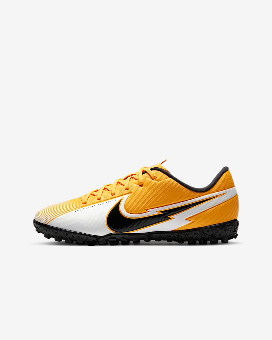 Nike Jr. Mercurial Vapor 13 Academy TF Little/Big Kids' Artificial-Turf Soccer Shoes - Laser Orange/White/Laser Orange/Black