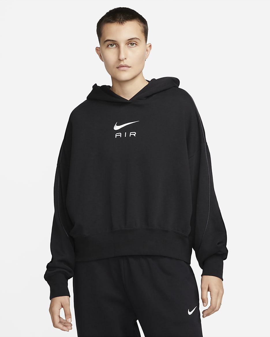 Nike Air Fleecehoodie voor dames - Zwart/Zwart/Wit