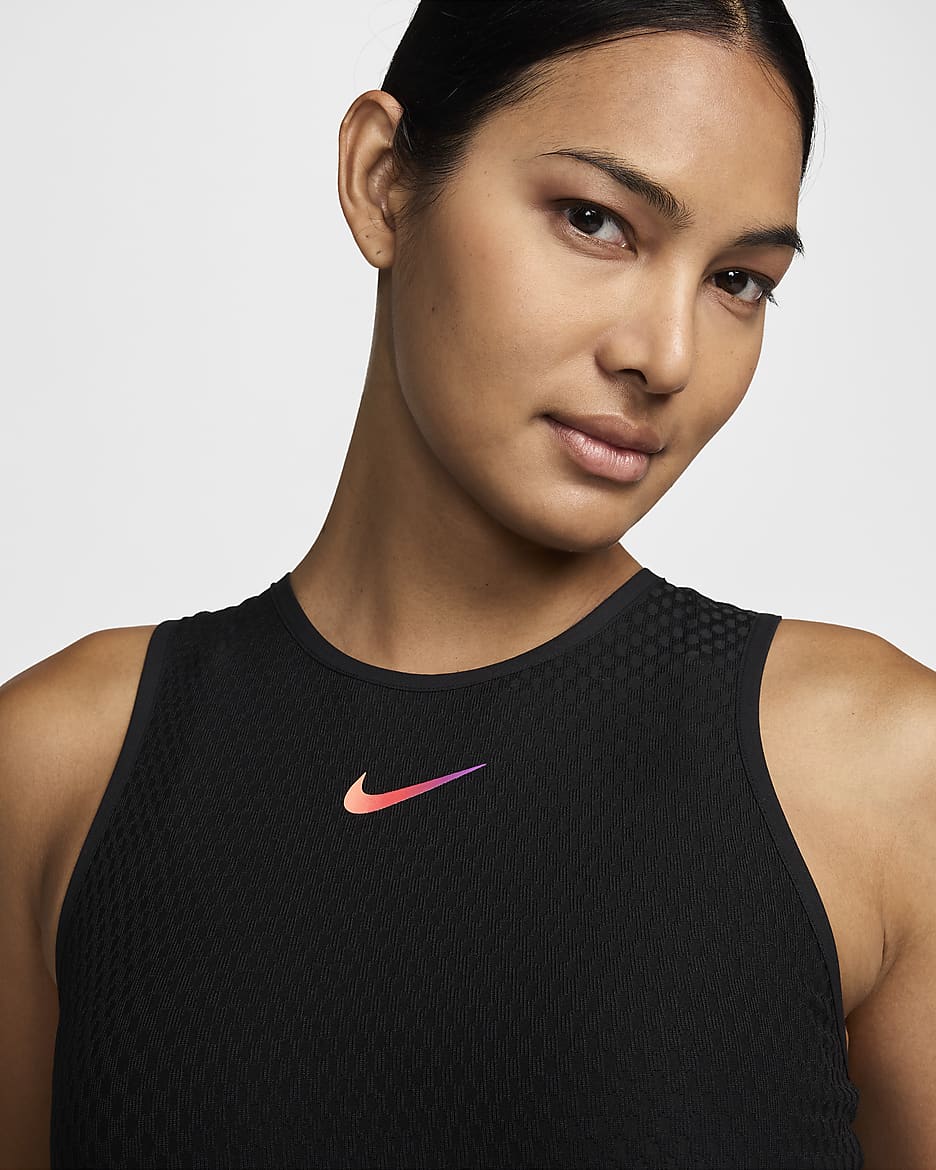 เสื้อกล้ามเทนนิส Dri-FIT ผู้หญิง NikeCourt Slam - ดำ/ดำ/ดำ/Light Wild Mango