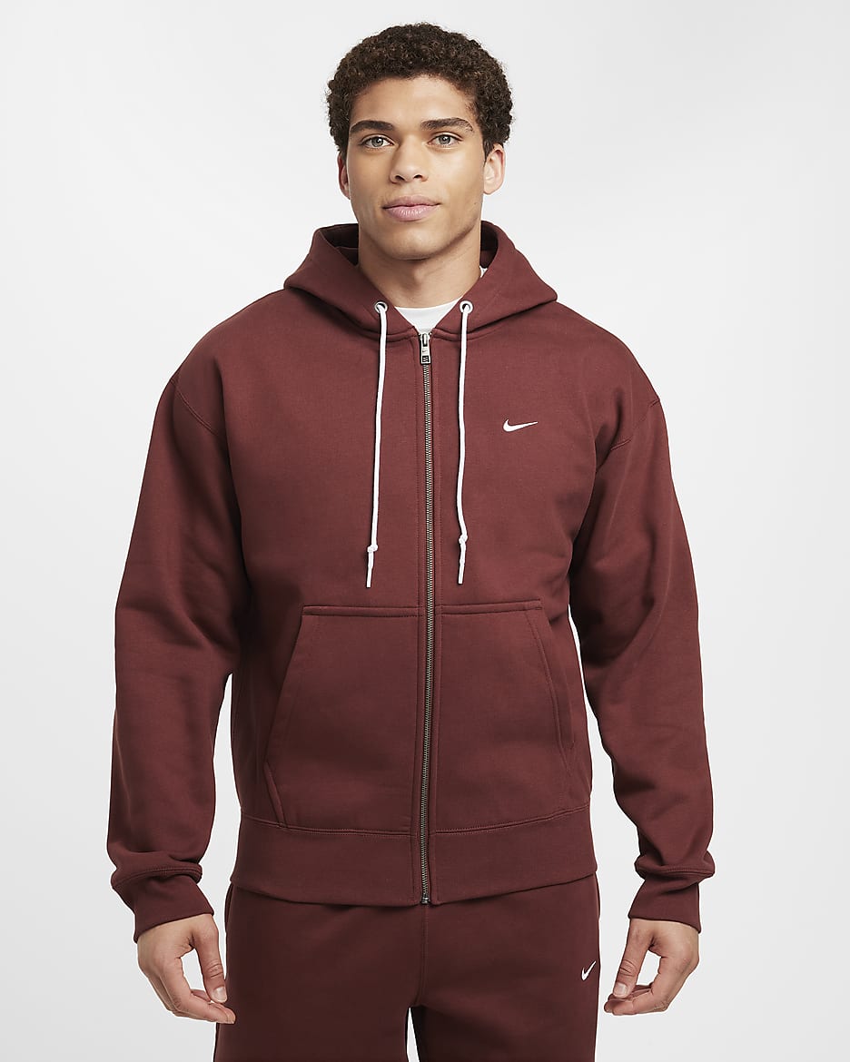 Nike Solo Swoosh Men's Full-Zip Hoodie - Dark Pony/White