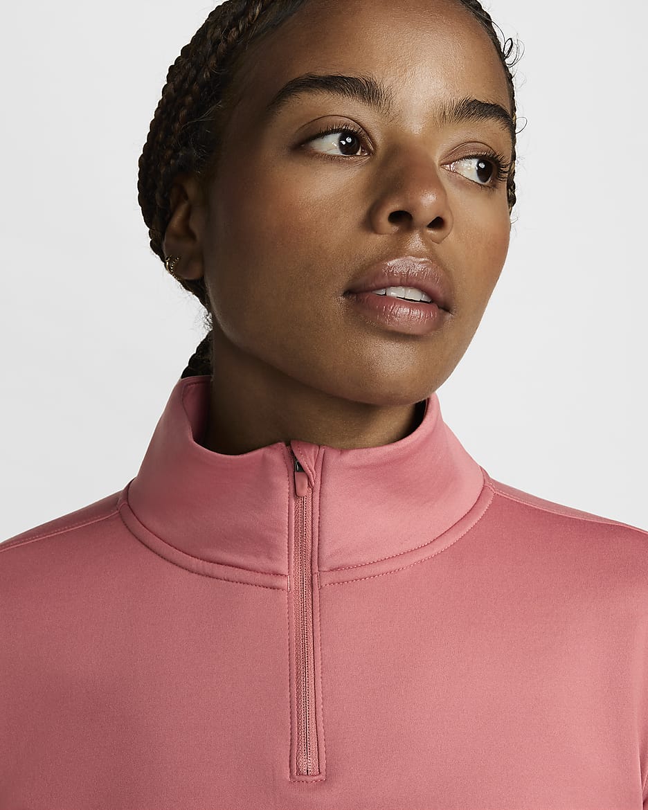 Nike Therma-FIT One Women's Long-Sleeve 1/2-Zip Top - Canyon Pink/White