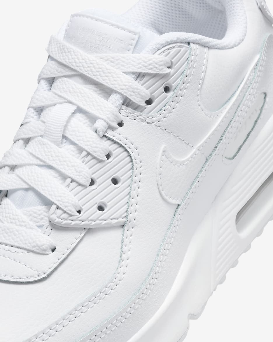 Nike Air Max 90 Big Kids' Shoes - White/Metallic Silver/White/White