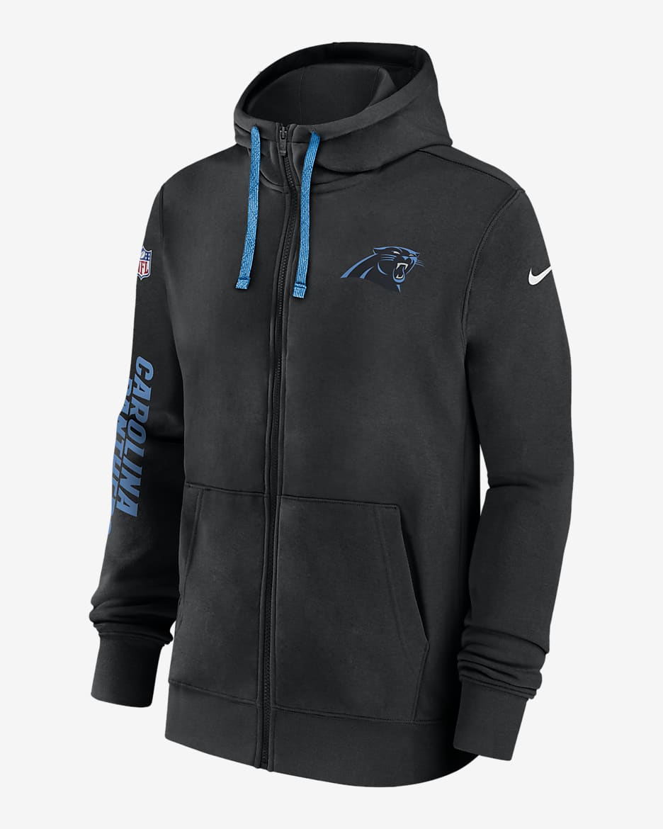 Carolina Panthers Sideline Team Issue Club Men's Nike Full Zip Hoodie - Black