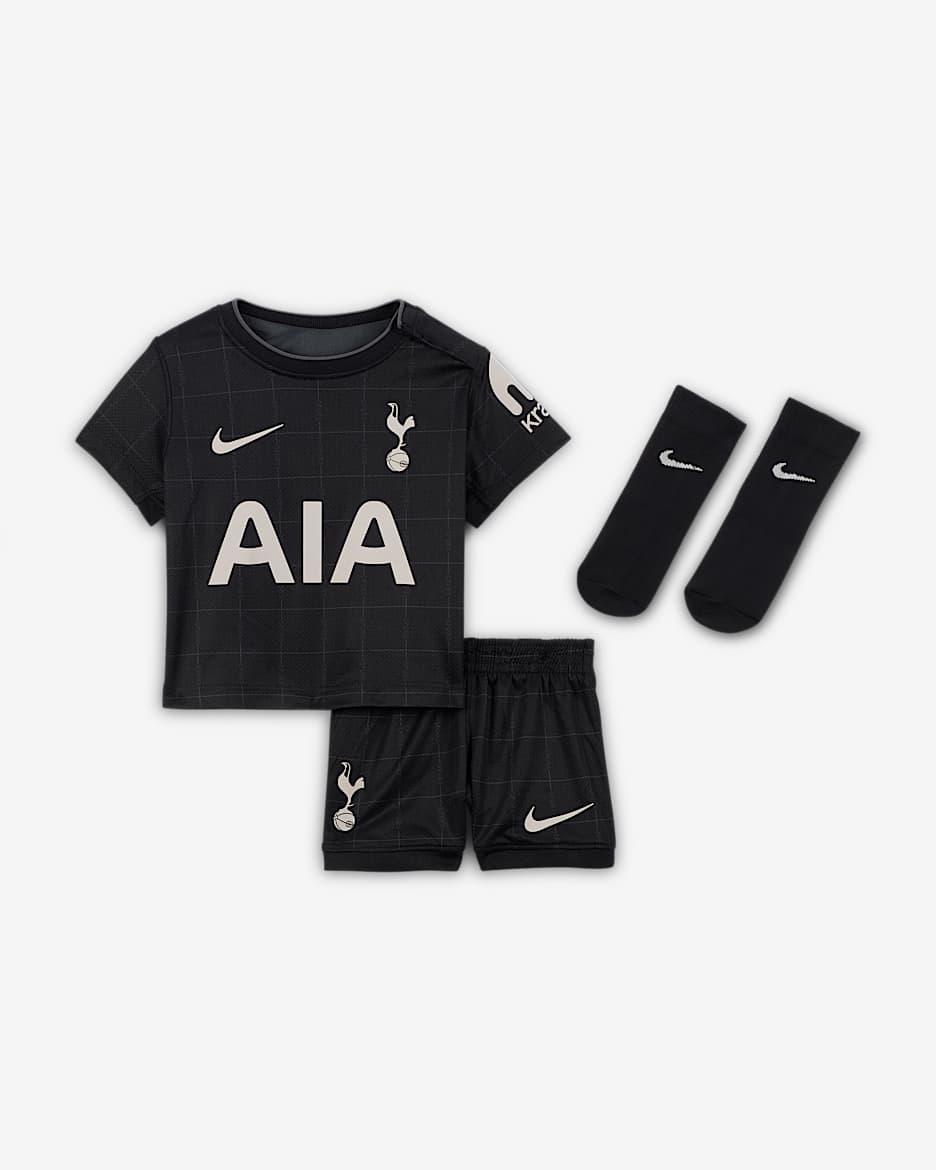 Tottenham Hotspur 2025/26 Stadium Away Nike dreiteiliges Replika-Fußballtrikot-Set (Babys und Kleinkinder) - Schwarz/Light Iron Ore