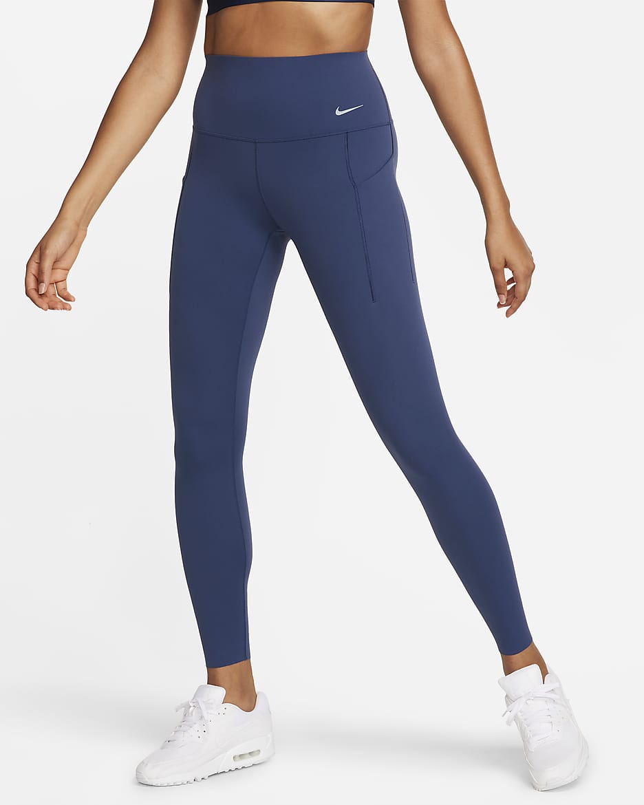 Nike Universa Women's Medium-Support High-Waisted Full-Length Leggings with Pockets - Midnight Navy/Black