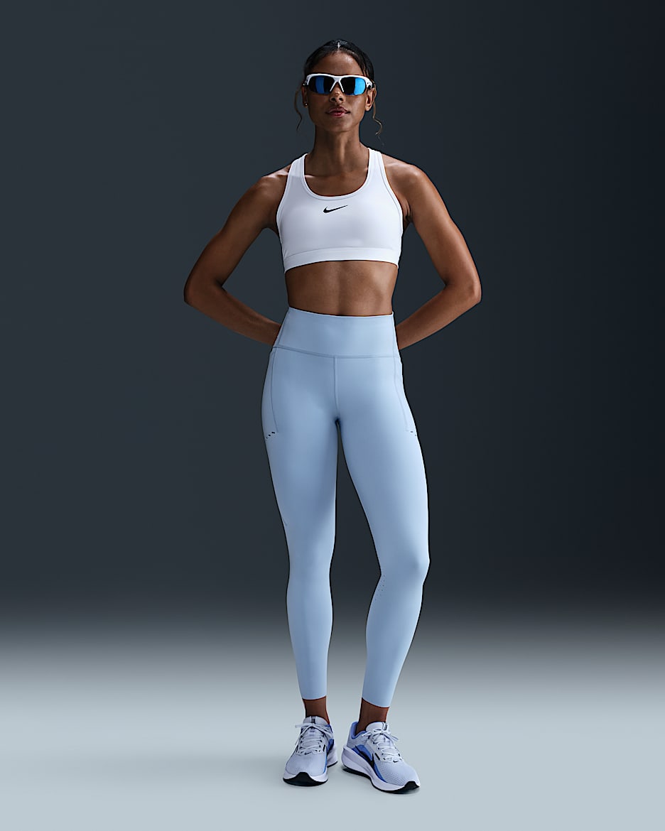 Nike Swift Women's High-Waisted 7/8 Running Leggings with Pockets - Light Armoury Blue