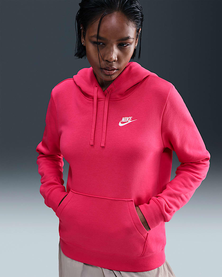Nike Sportswear Club Fleece Women's Pullover Hoodie - Rush Pink/White