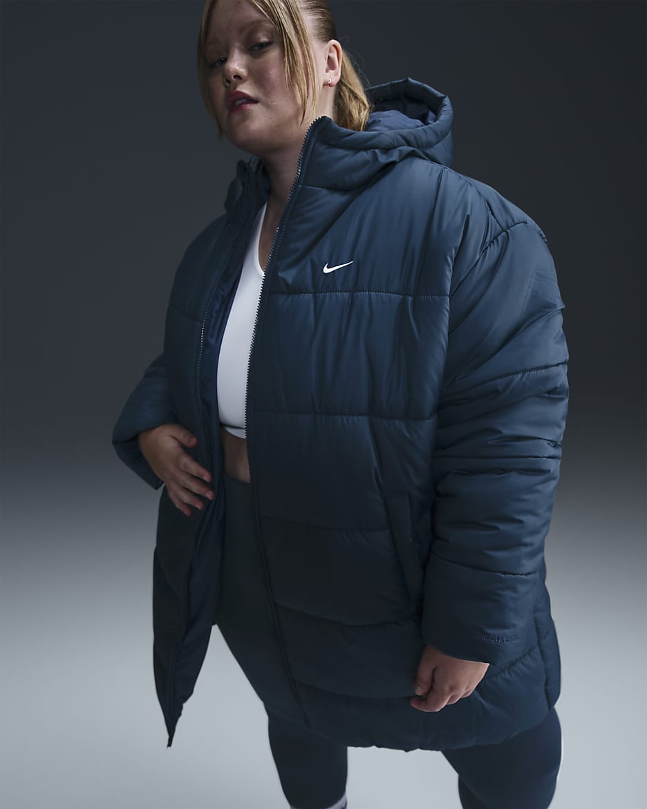 Nike Sportswear Classic Puffer Women's Therma-FIT Loose Parka (Plus Size) - Armoury Navy/White