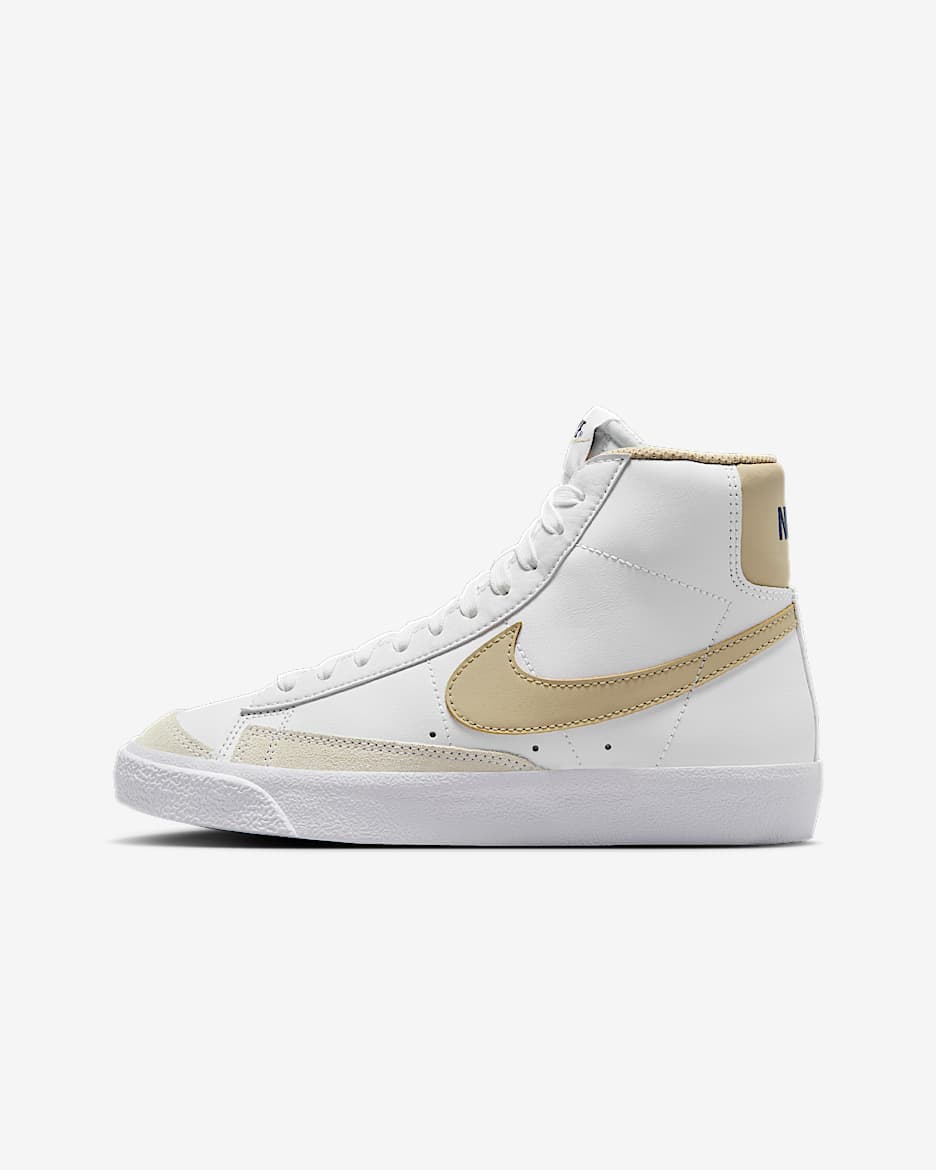 Tenis para niños grandes Nike Blazer Mid '77 - Blanco/Trueno azul/Caqui desierto