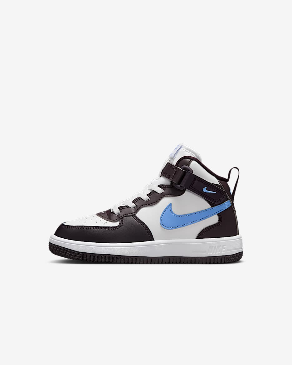Nike Force 1 Mid EasyOn Younger Kids' Shoes - Burgundy Ash/White/Royal Pulse