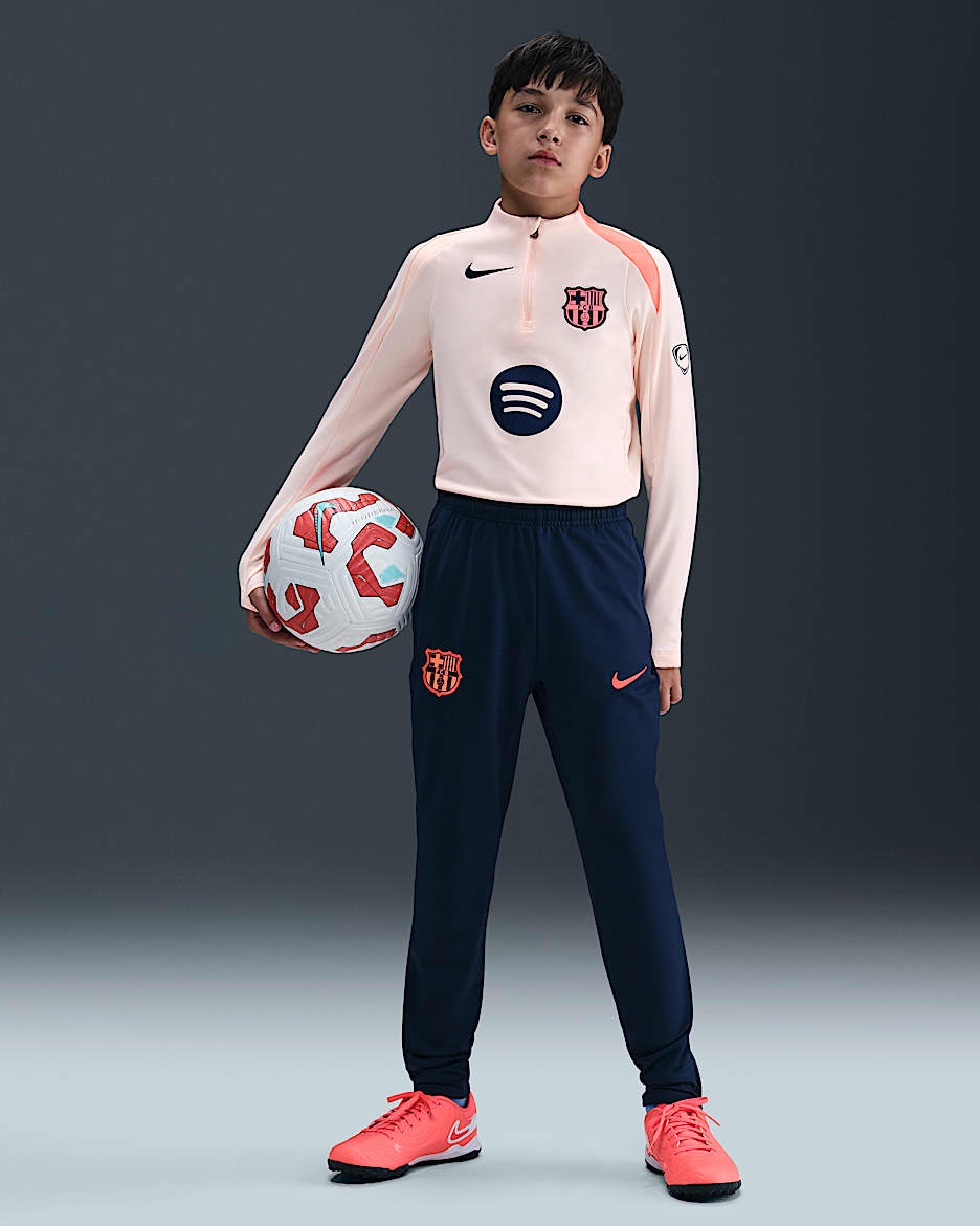 F.C. Barcelona Strike Third Older Kids' Nike Dri-FIT Total 90 Football Knit Pants - Midnight Navy/Bright Mango/Bright Mango