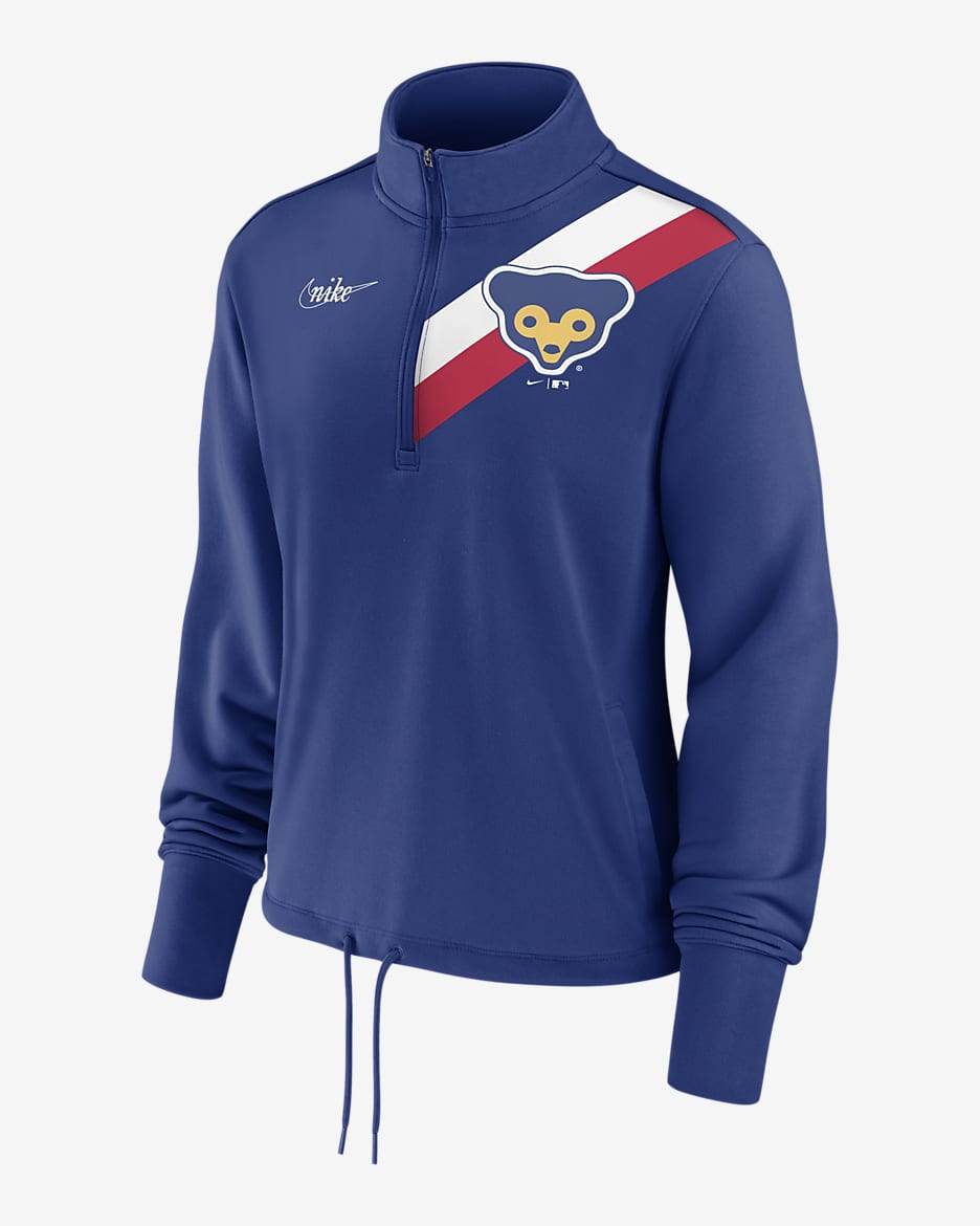 Nike Dri-FIT Cooperstown Rewind Stripe (MLB Chicago Cubs) Women's 1/2-Zip Jacket - Royal