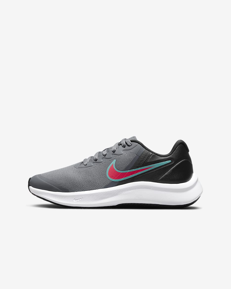 Calzado de running en carretera para niños grandes Nike Star Runner 3 - Gris humo/Negro/Rojo sirena