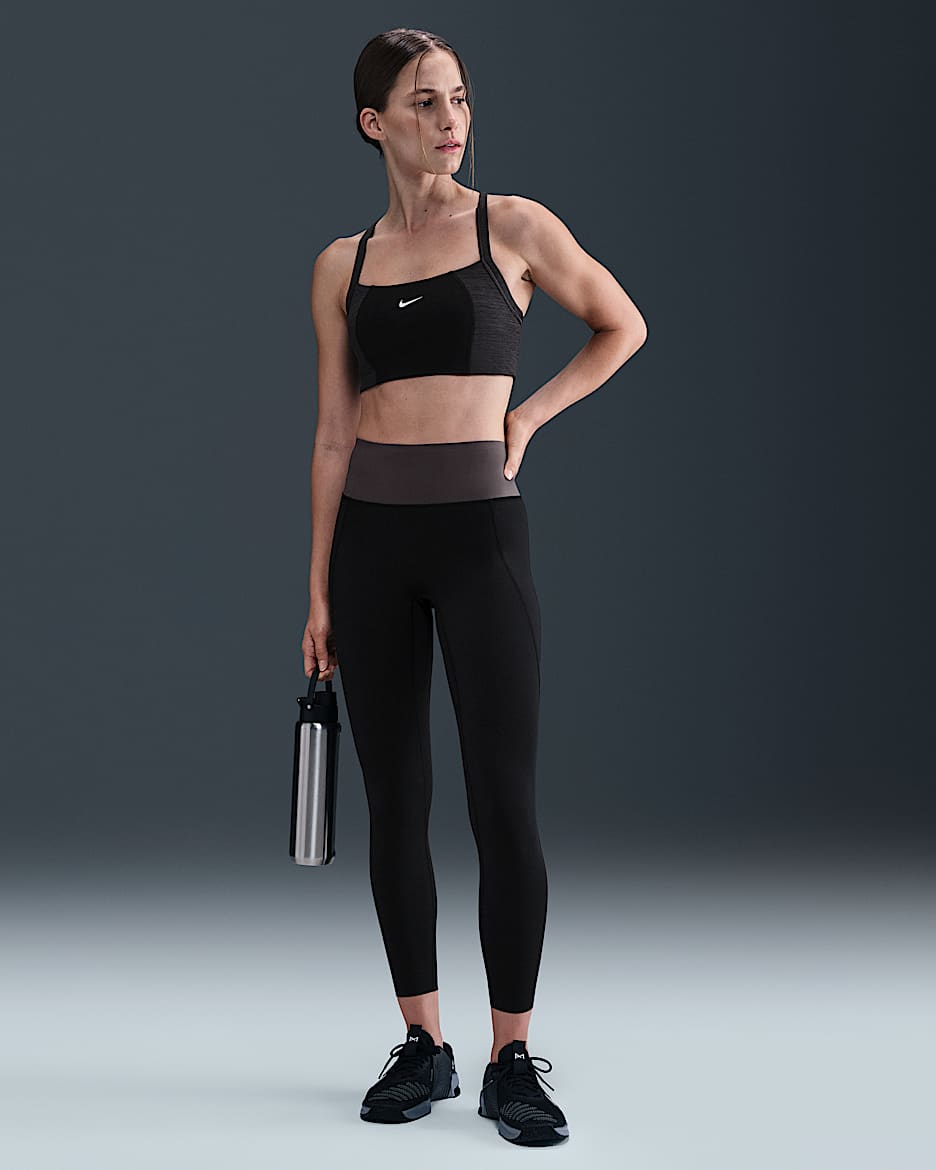 Nike Universa Women's Medium-Support High-Waisted 7/8 Leggings with Pockets - Black/Thunder Grey/Dark Smoke Grey