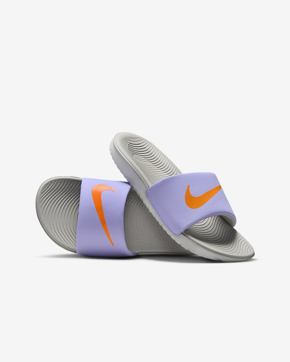 Nike Kawa Big Kids' Slides - Purple Pulse/Light Iron Ore/Photon Dust/Total Orange