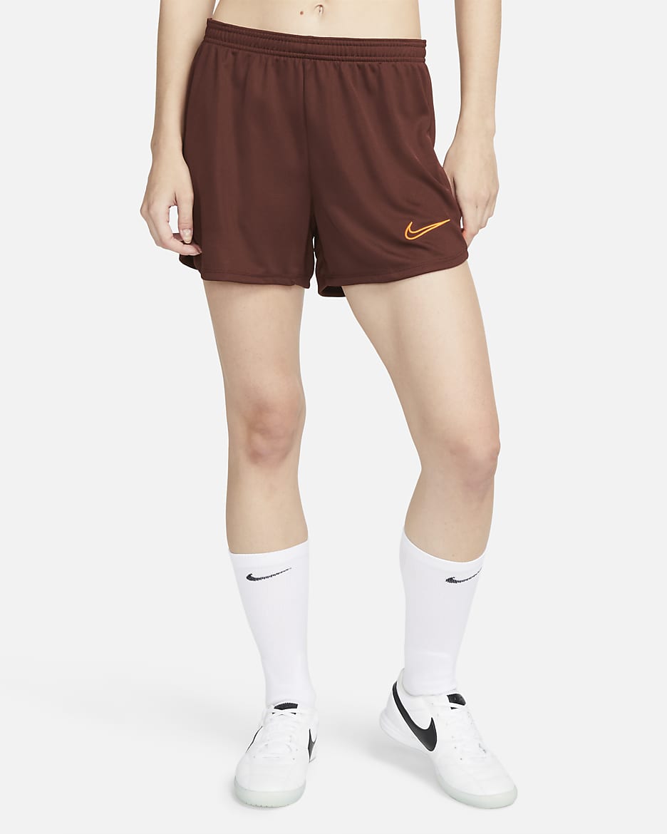 Nike Dri-FIT Academy Shorts de fútbol de tejido Knit para mujer - Bronce eclipse/Bronce eclipse/Naranja total/Naranja total