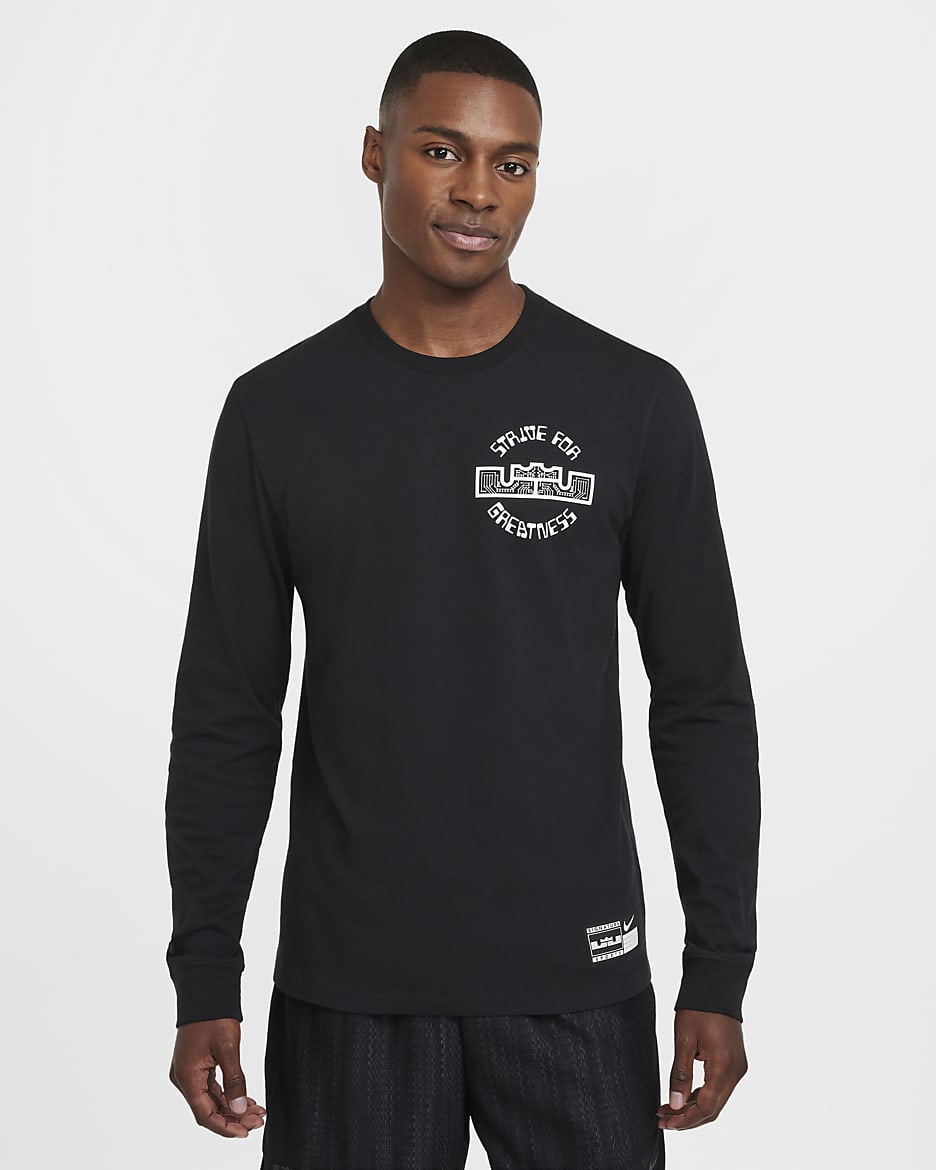 Playera de básquetbol de manga larga Max90 para hombre LeBron - Negro