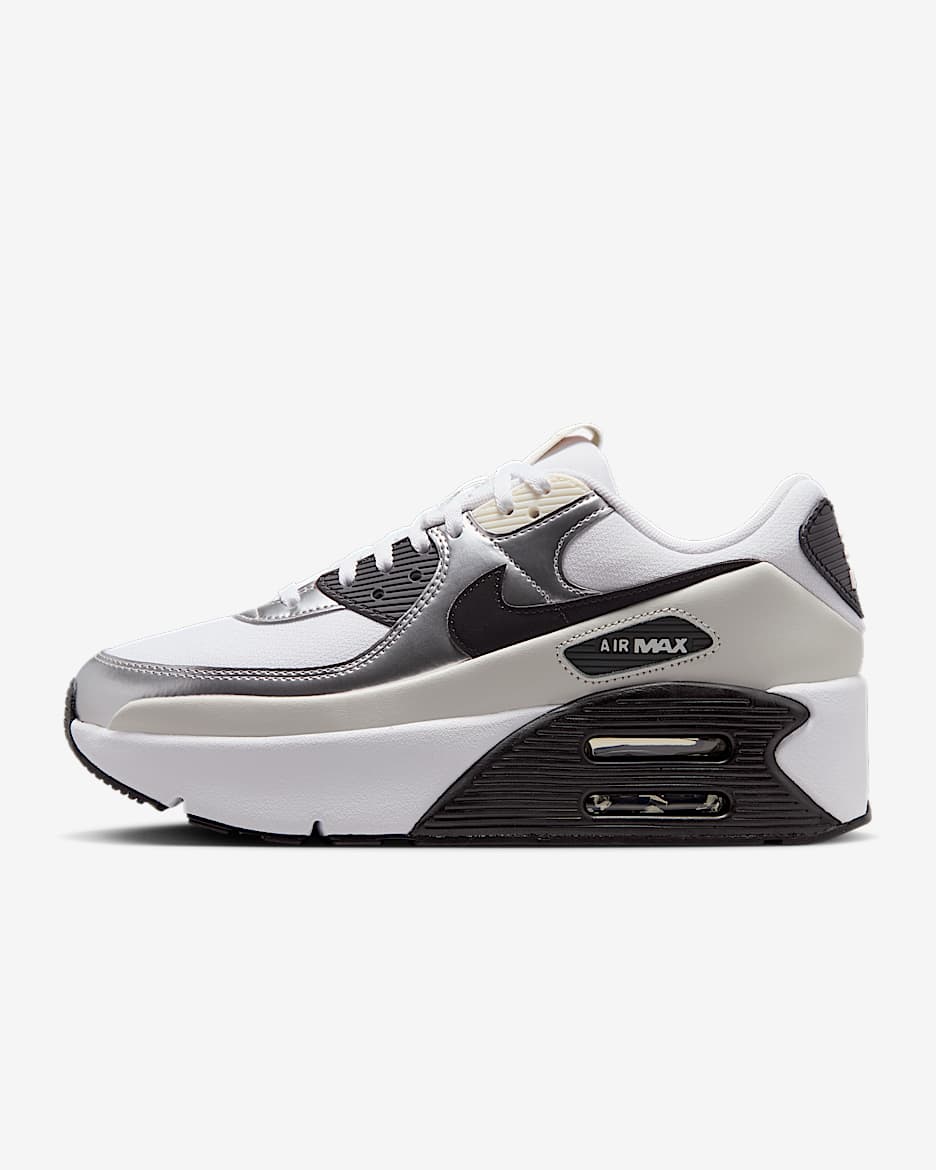 รองเท้าผู้หญิง Nike Air Max 90 LV8 - ขาว/Phantom/Metallic Silver/ดำ