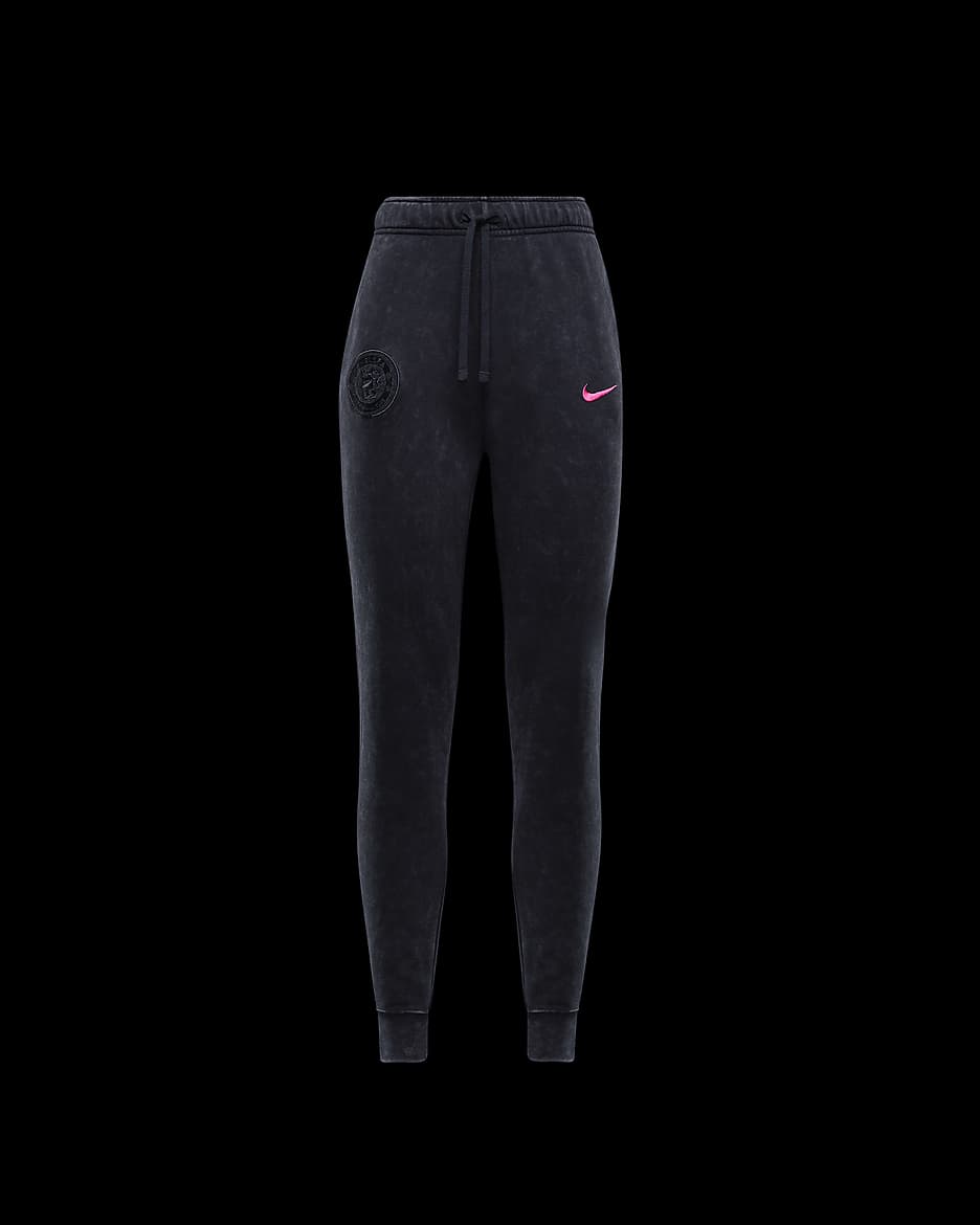 Chelsea F.C. Club Fleece Third Women's Nike Football Mid-Rise Pants - Black/Pink Prime