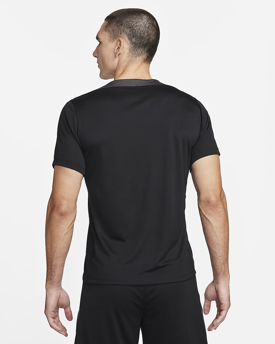 Haut de foot à manches courtes Dri-FIT Nike Strike pour homme - Noir/Noir/Anthracite/Blanc