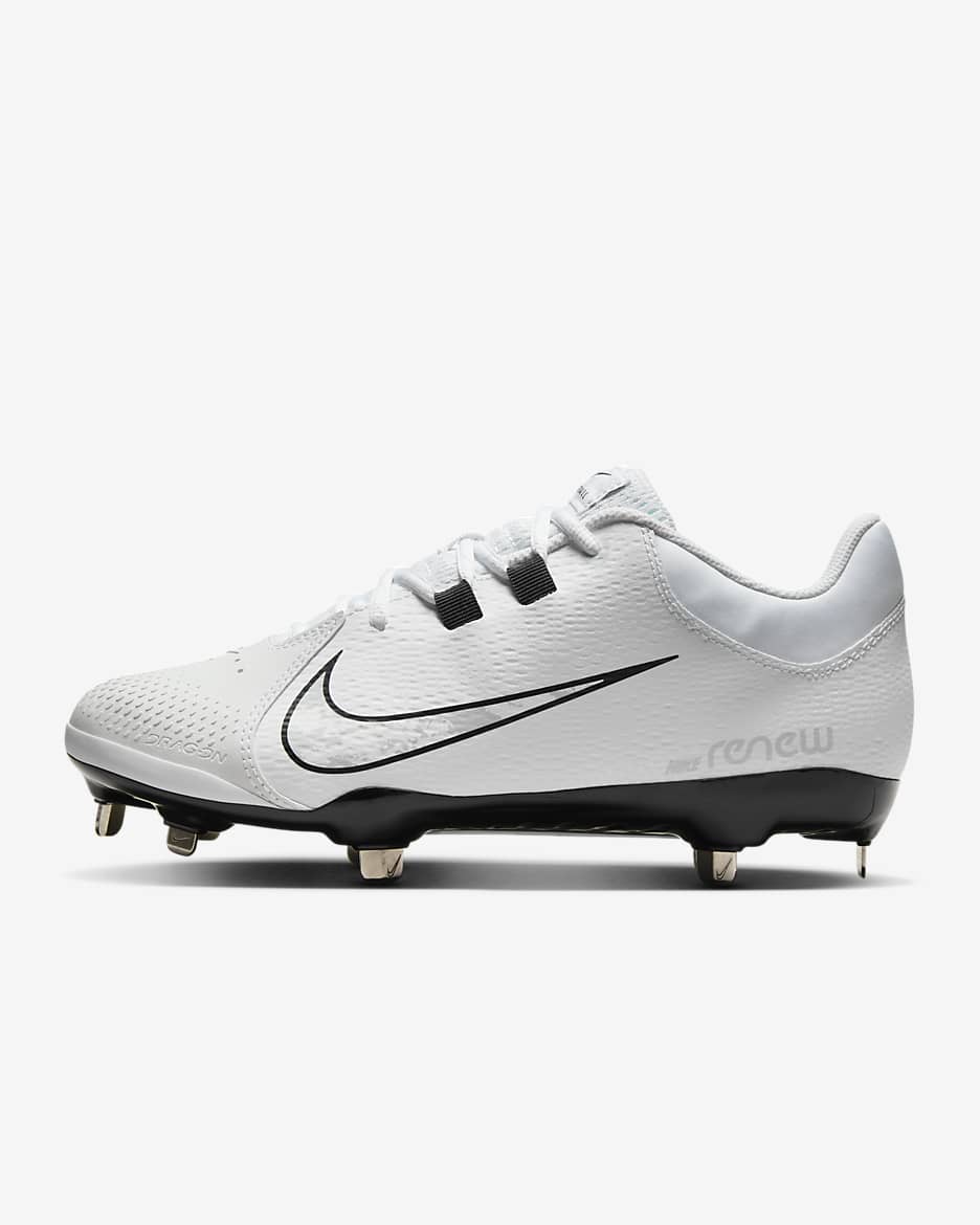Tacos de softball para mujer Nike Hyperdiamond 4 Pro - Blanco/Negro/Gris lobo