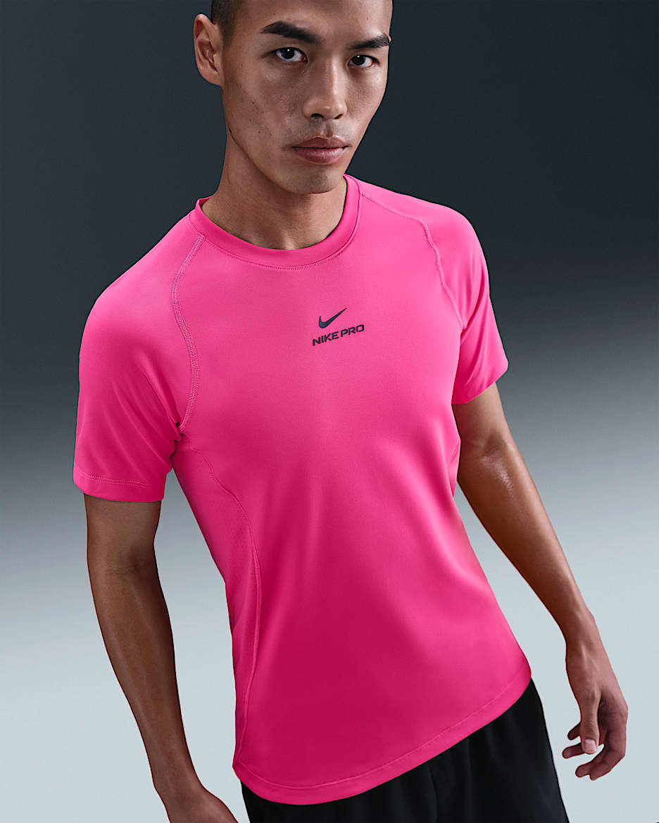 Nike Pro Training Men's Dri-FIT Short-Sleeve Top - Rush Pink/Black