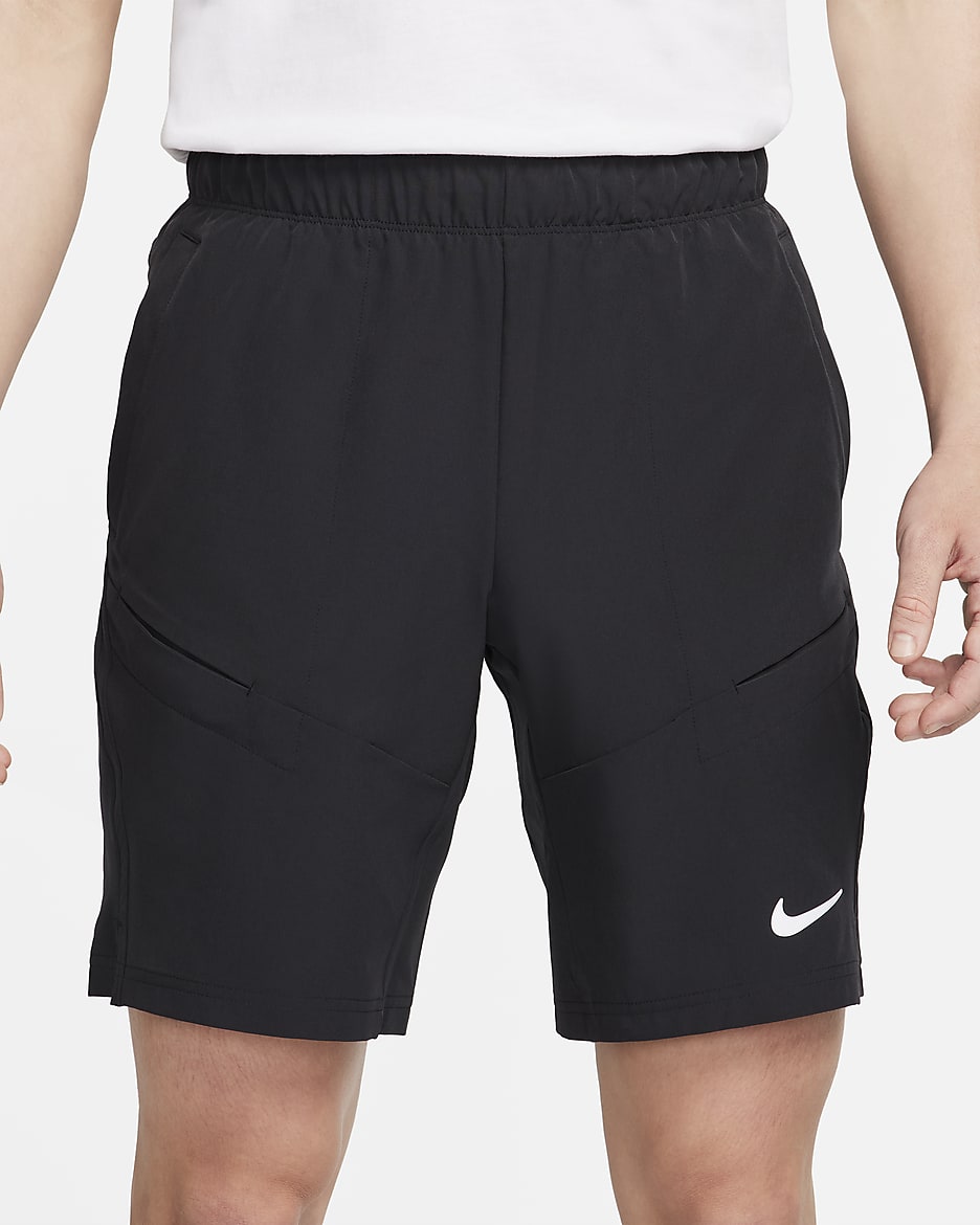 กางเกงเทนนิสขาสั้น 7 นิ้วผู้ชาย Dri-FIT NikeCourt Advantage - ดำ/ดำ/ขาว