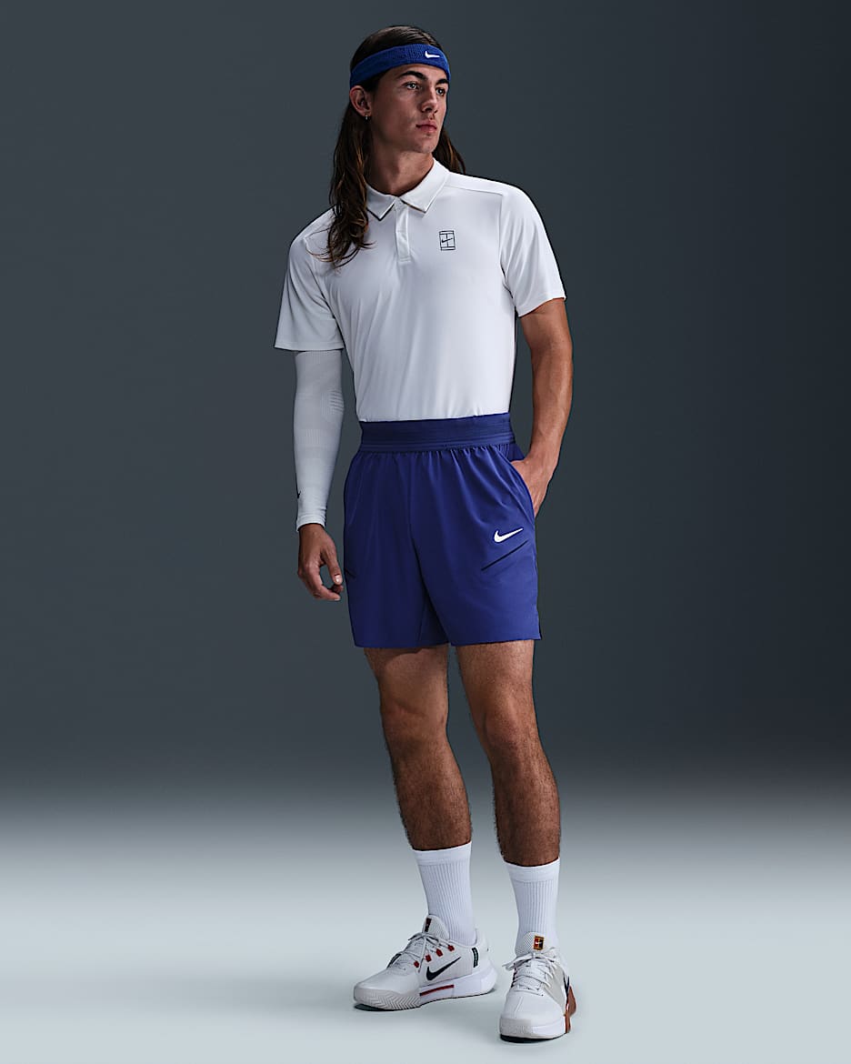 Pánské tenisové kraťasy NikeCourt Slam Dri-FIT - Deep Night/Bílá
