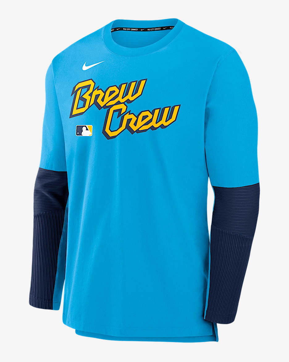 Milwaukee Brewers Authentic Collection City Connect Player Men's Nike Dri-FIT MLB Pullover Jacket - Blue