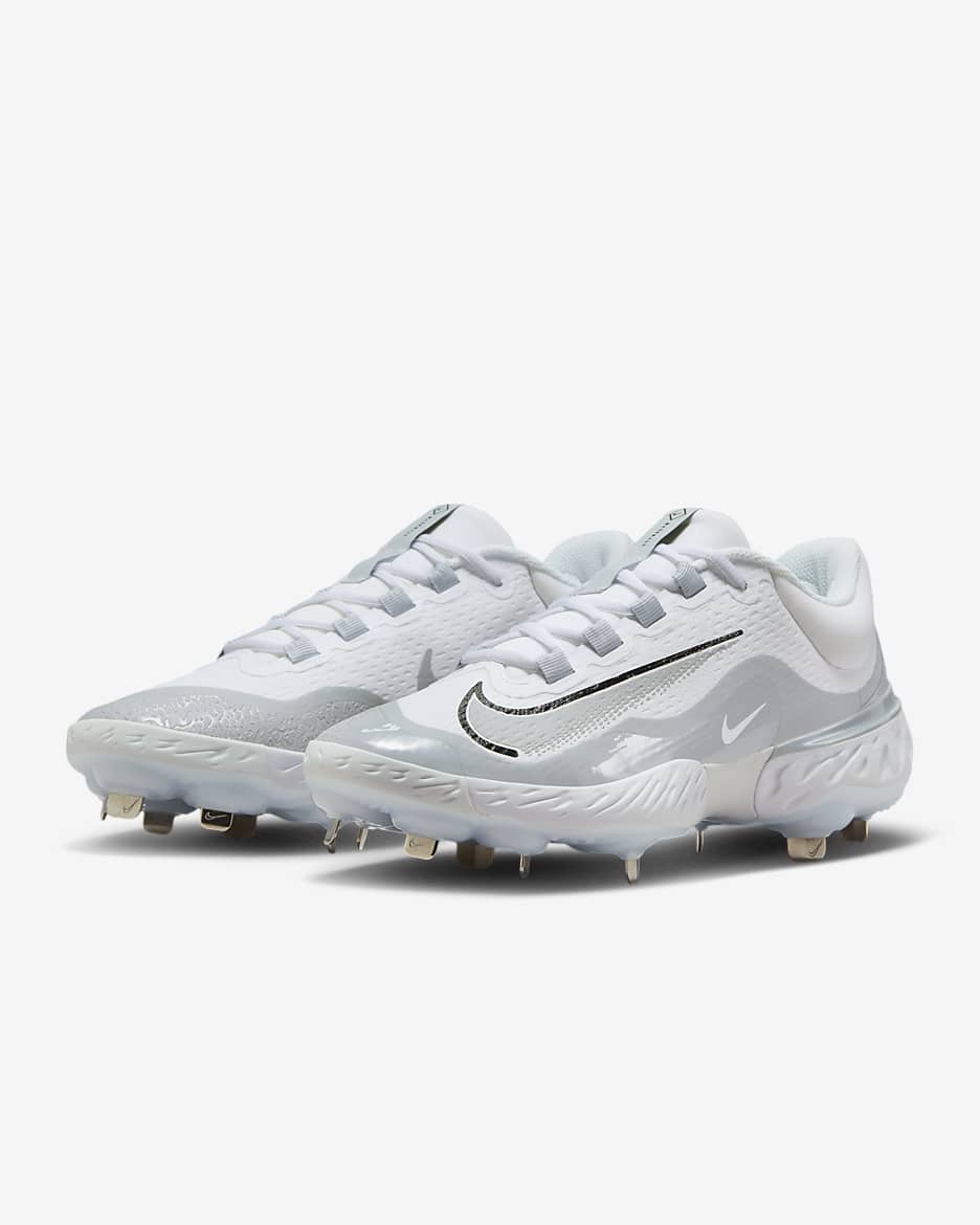 Nike Alpha Huarache Elite 4 Low Men's Baseball Cleats - White/Pure Platinum/Blue Tint/Wolf Grey