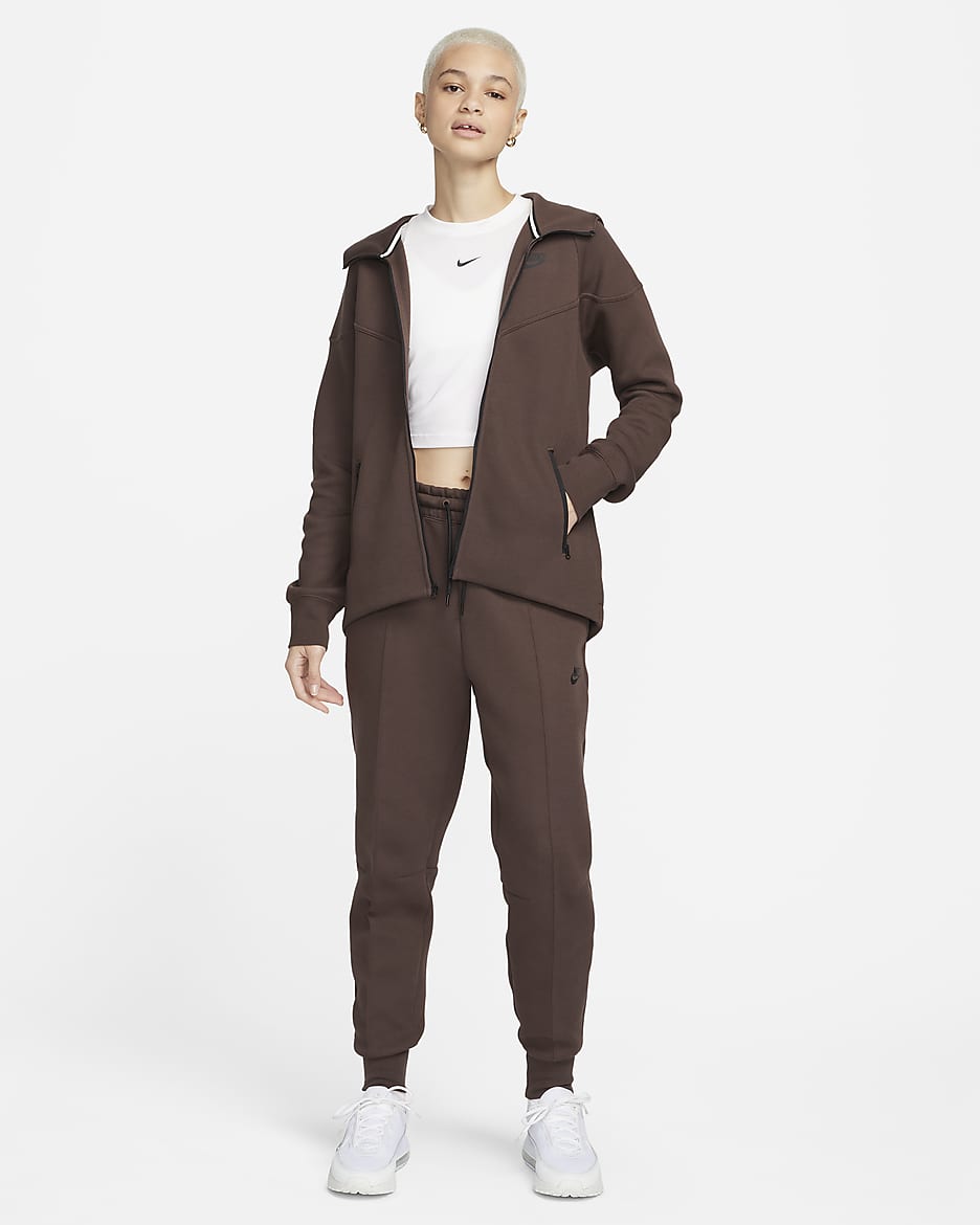 Sweat à capuche et zip Nike Sportswear Tech Fleece Windrunner pour femme - Baroque Brown/Noir