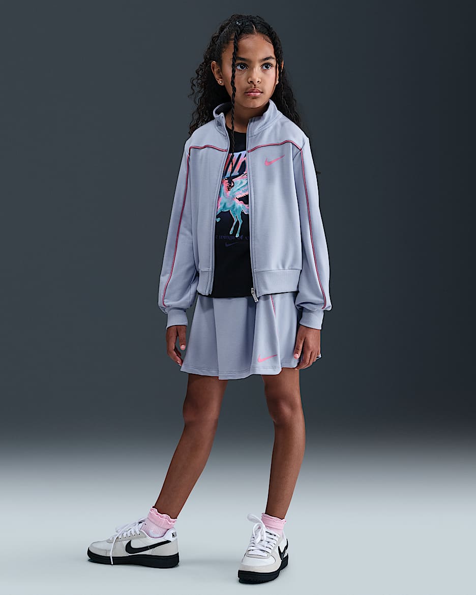 Conjunto deportivo de 2 piezas con falda scooter para niña talla pequeña Nike Varsity Prep - Fantasma
