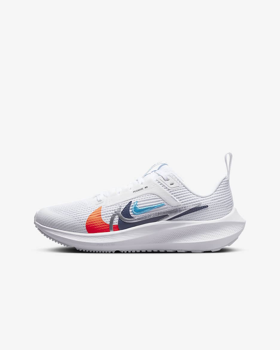 Nike Air Zoom Pegasus 40 PR Older Kids' Road Running Shoes - White/Football Grey/Multi-Colour