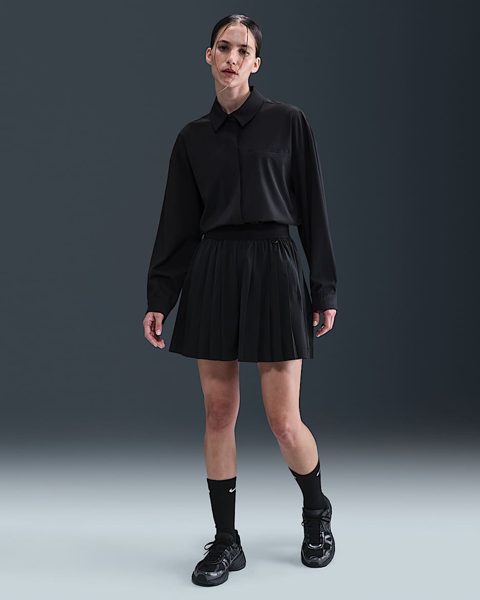 Nike 24.7 PerfectStretch Women's Dri-FIT High-Waisted Loose Pleated Skort - Black/Dark Smoke Grey