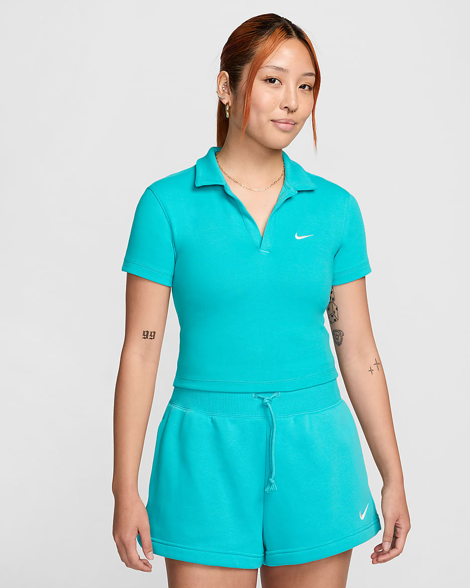 Nike Sportswear Essential Women's Short-Sleeve Polo Top - Dusty Cactus/Sail