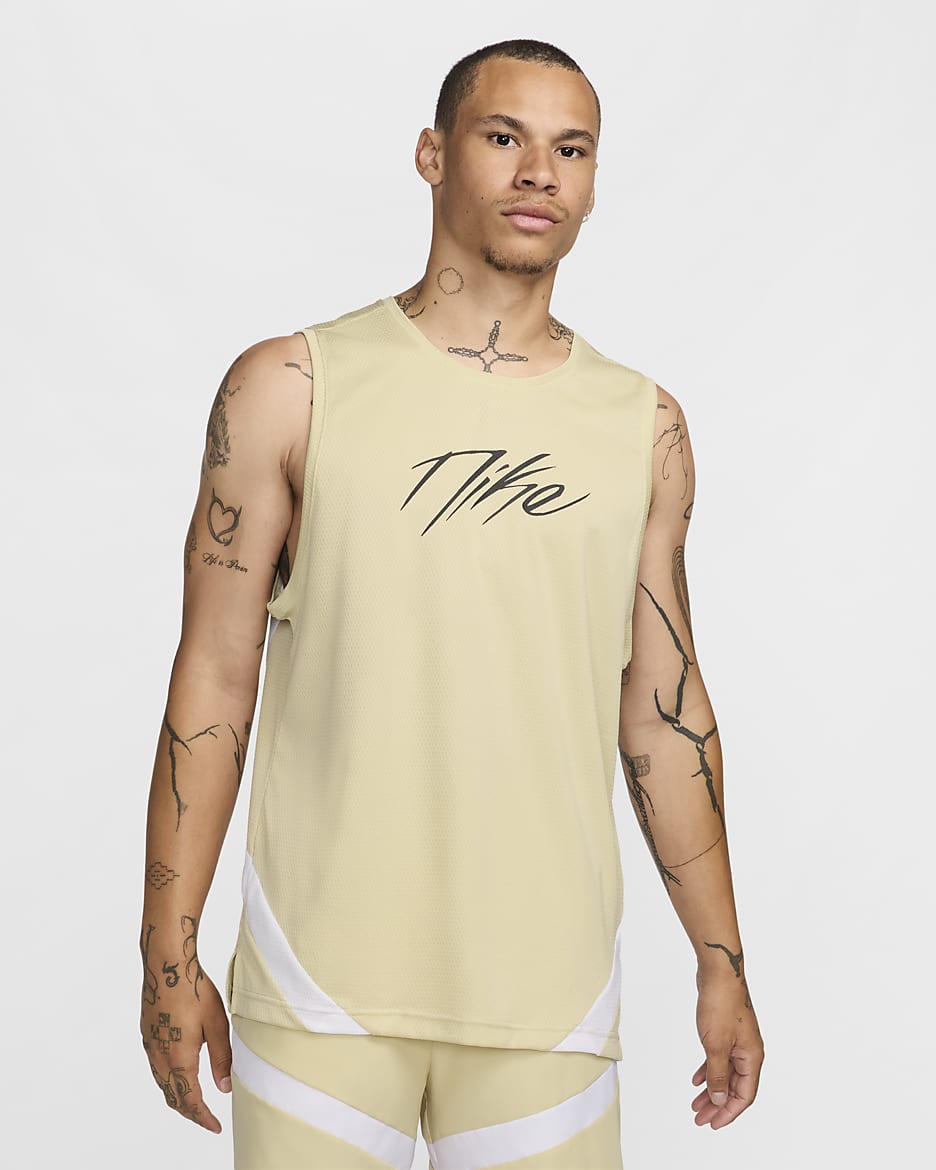 Maillot de basket Dri-FIT Nike Icon pour homme - Team Gold/Blanc/Team Gold/Noir