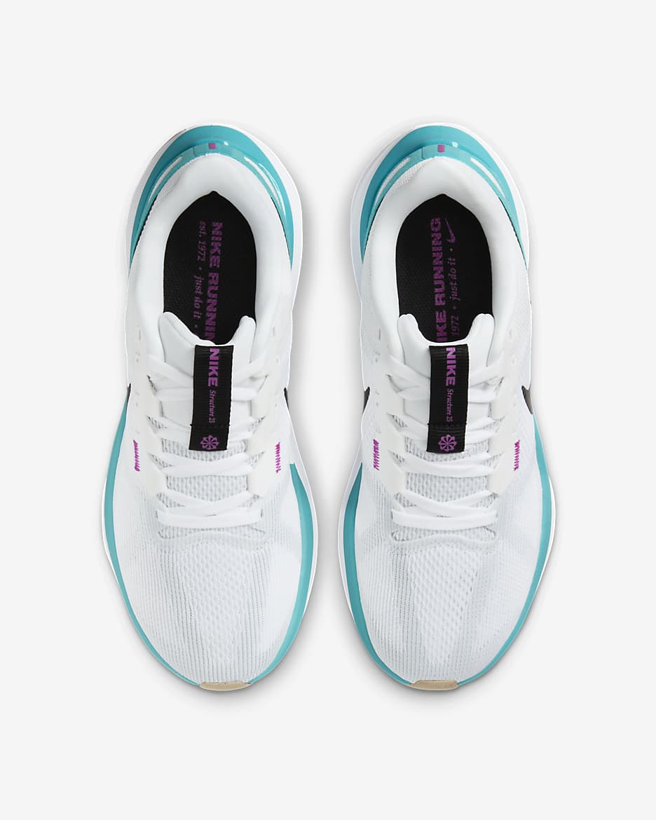 Tenis de correr en pavimento para mujer Nike Structure 25 - Blanco/Platino puro/Cactus empolvado/Negro