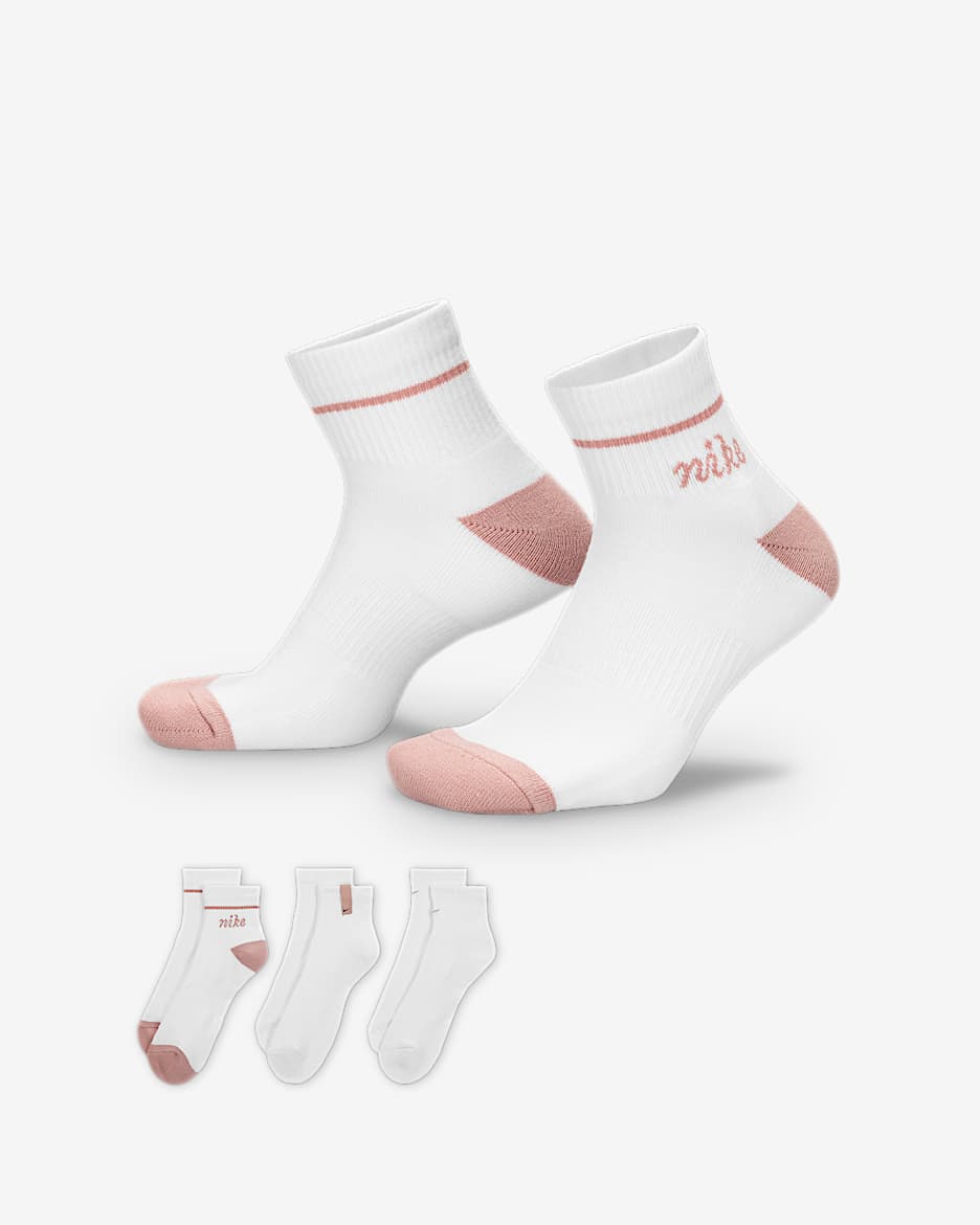 Nike Everyday Plus Cushioned Ankle Socks (3 Pairs) - Multi-Colour