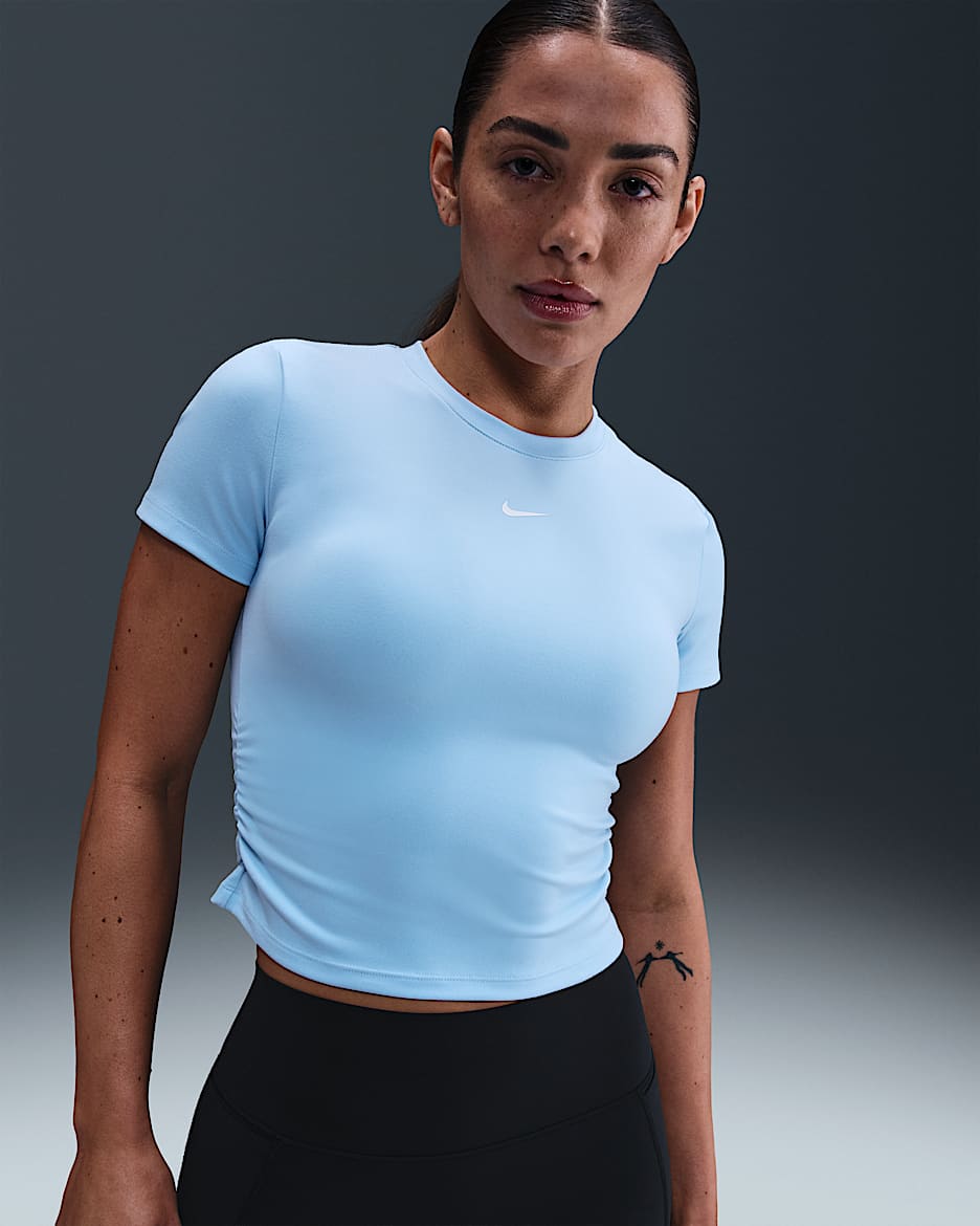 Nike One Women's Dri-FIT Short-Sleeve Top - Celestine Blue/White