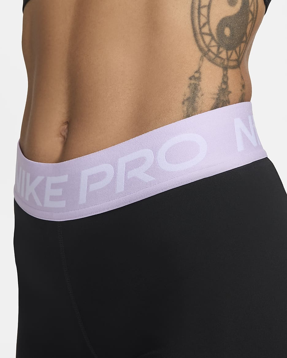 Nike Pro Women's 8cm (approx.) Shorts - Black/Lilac Bloom/White