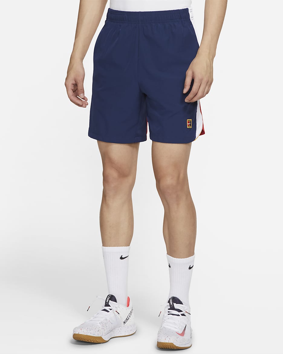 NikeCourt Dri-FIT Slam Men's Tennis Shorts - Binary Blue/University Red/White