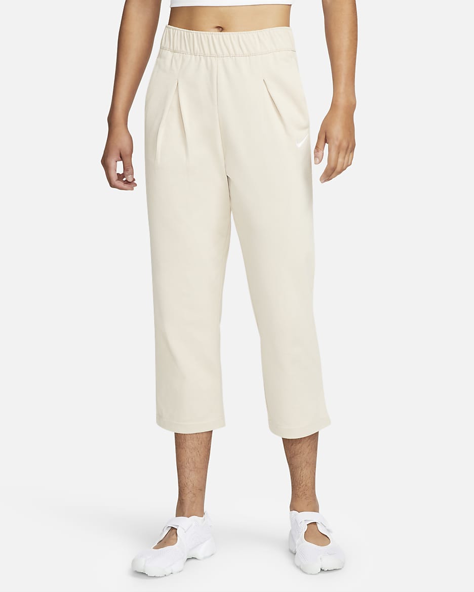 Pantalones capri de tejido de punto para mujer Nike Sportswear - Duna/Blanco