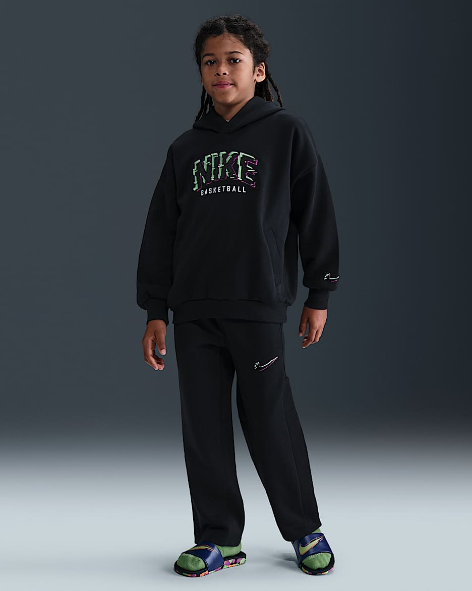 Nike Culture of Basketball Older Kids' Fleece Trousers - Black/Green Strike/Black