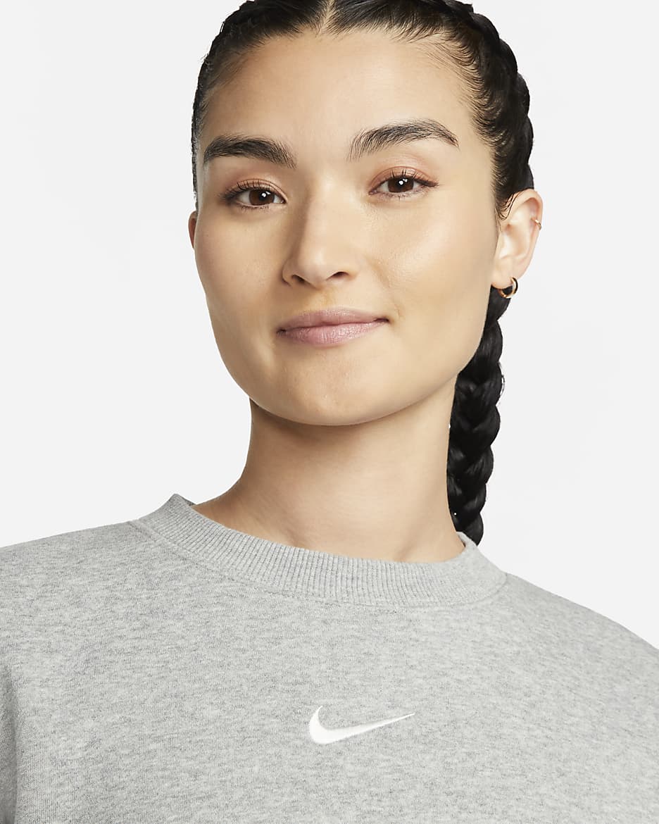 Nike Sportswear Phoenix Fleece Women's Crew-Neck Sweatshirt - Dark Grey Heather/Sail