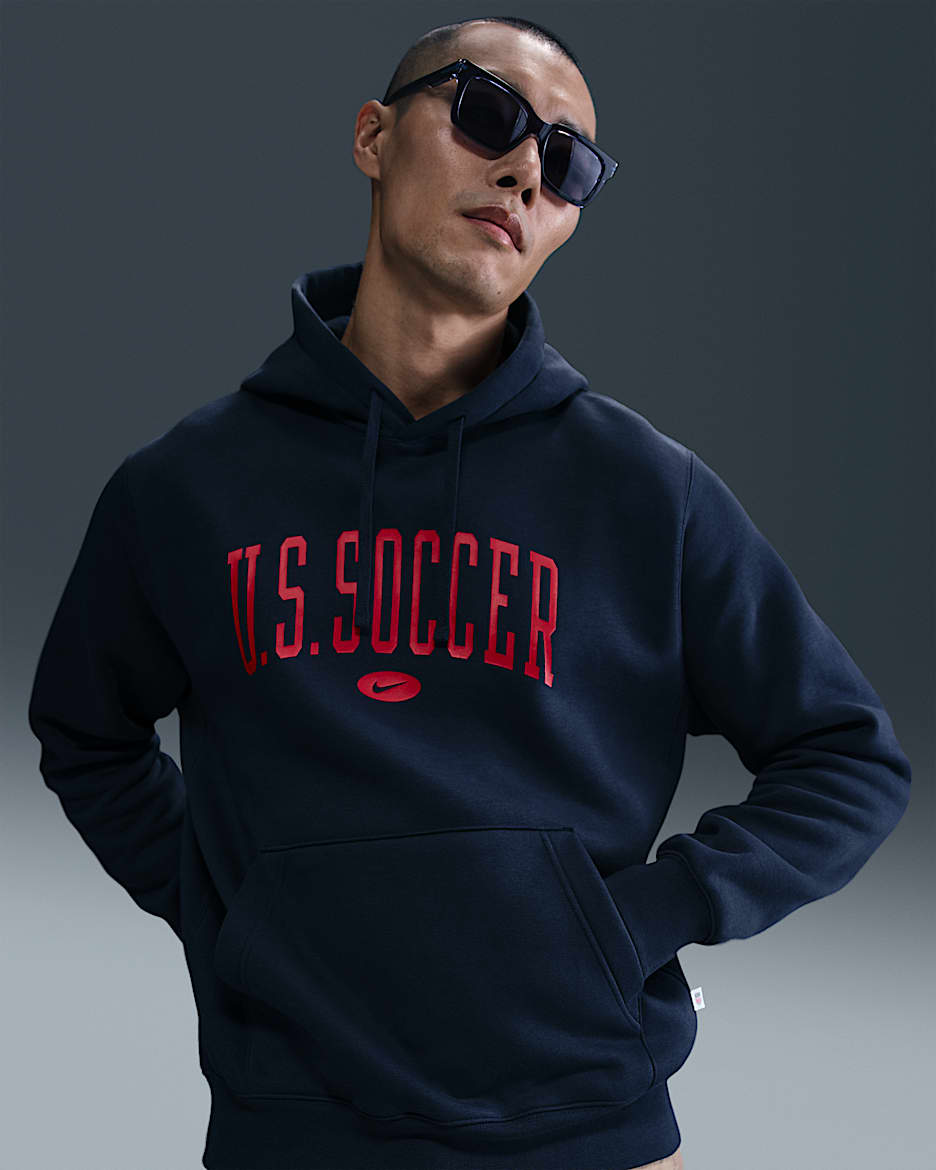 USA Club Men's Nike Soccer Pullover Hoodie - Obsidian/Obsidian