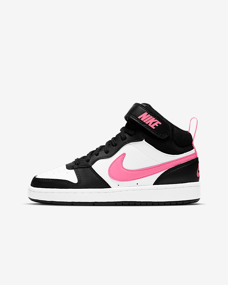Nike Court Borough Mid 2 Big Kids' Shoes - Black/White/Sunset Pulse