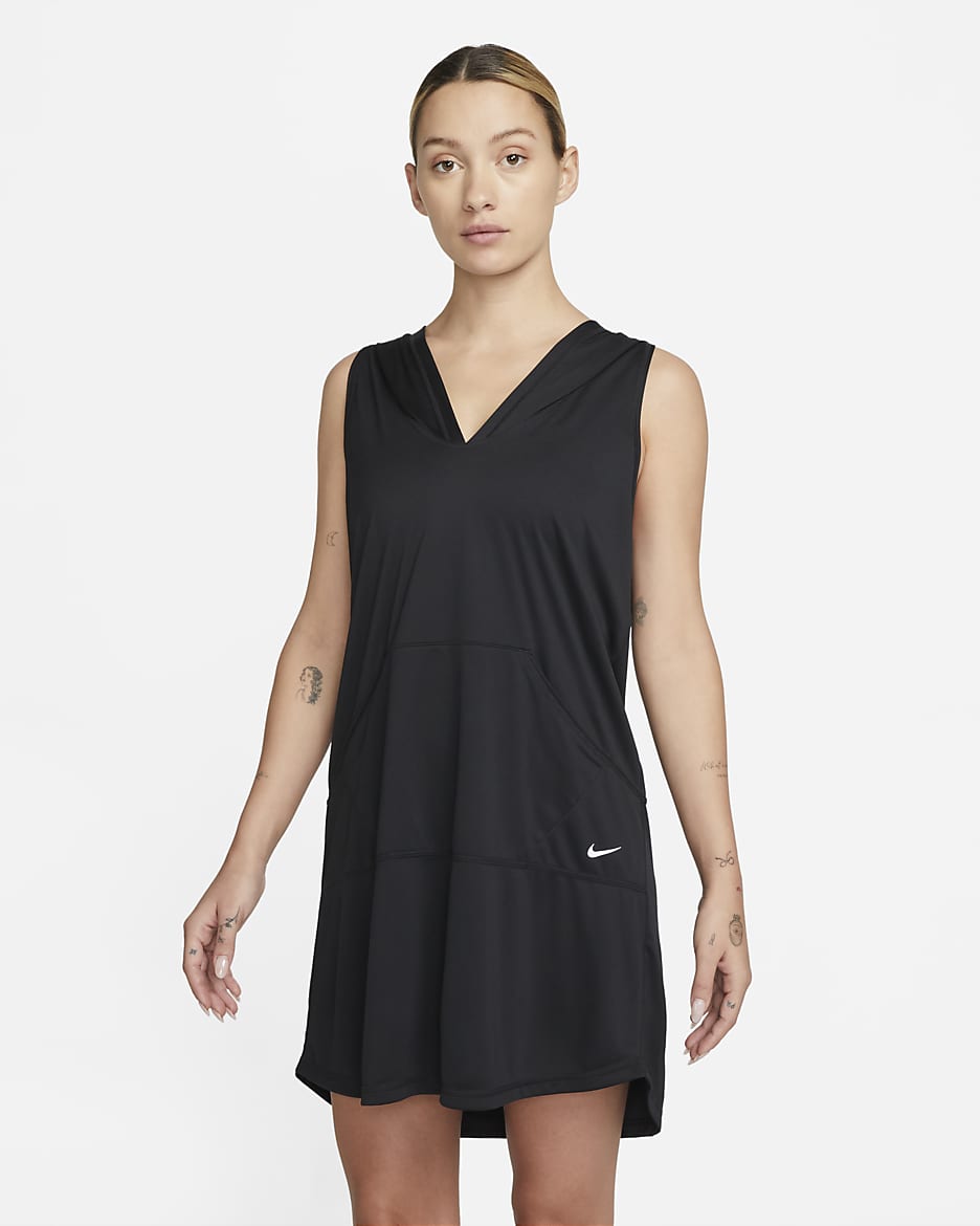 Vestido con gorro para mujer Nike Solid Cover-Up - Negro