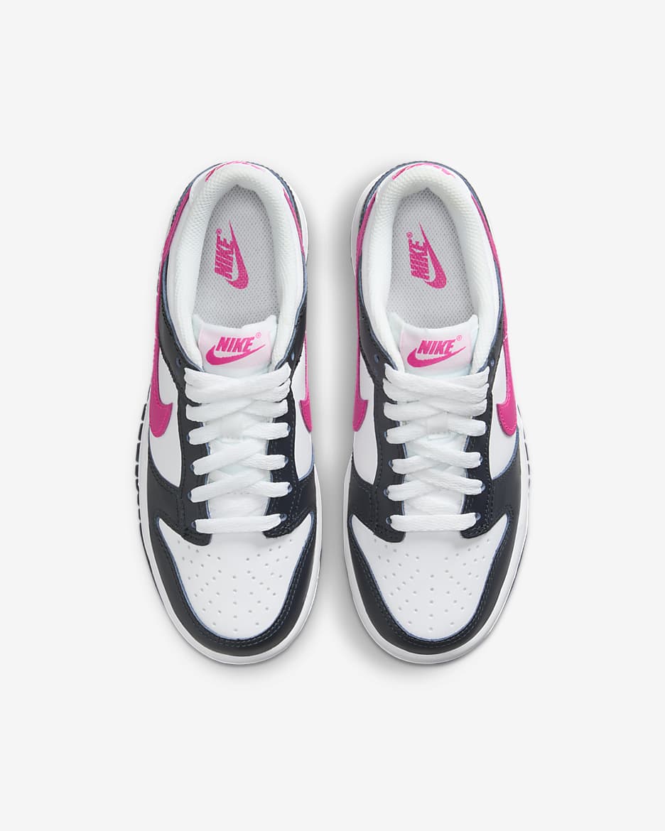 Nike Dunk Low Older Kids' Shoes - Dark Obsidian/White/Fierce Pink