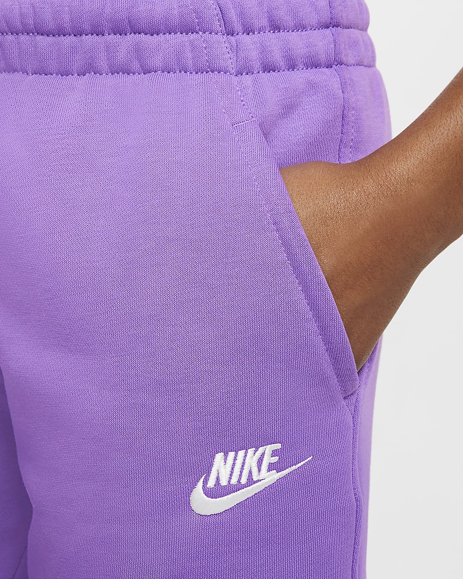 Nike Sportswear Club Fleece Big Kids' French Terry Shorts - Black Raspberry/White